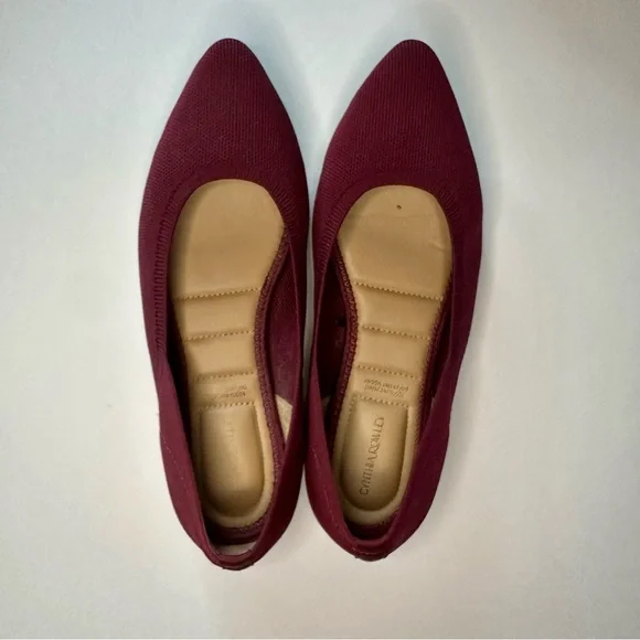 CYNTHIA ROWLEY Pointed Toe Knit Chelsea Slip In Burgundy Ballet Flat 9M - Picture 3 of 11